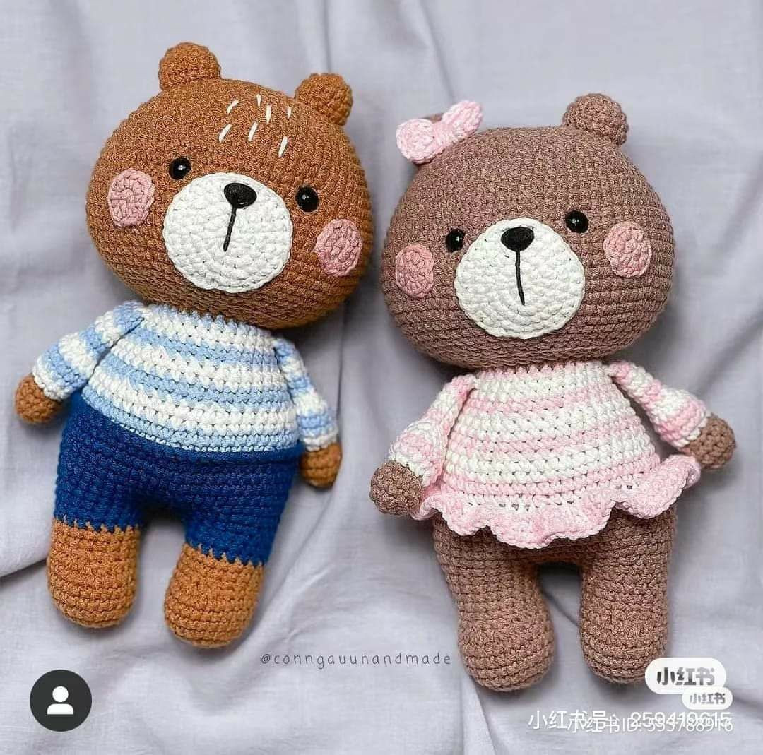 Crochet Couple Bears Amigurumi Pattern Chart