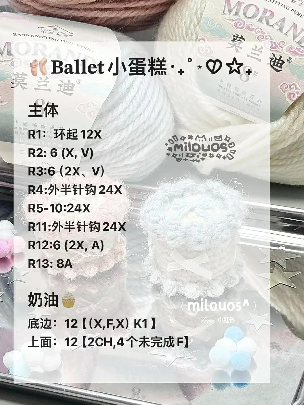 Crochet Cupcake Pattern: Detailed Chart for Paper Cup, Cake, Cream, and Strawberry Toppings