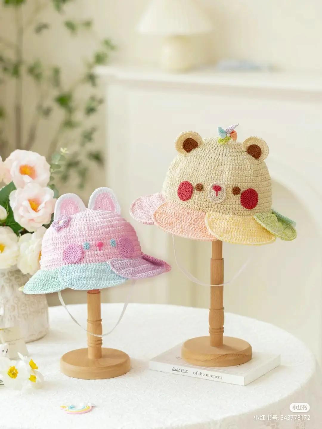 Crochet Cute Bear Flower Hat Pattern Chart