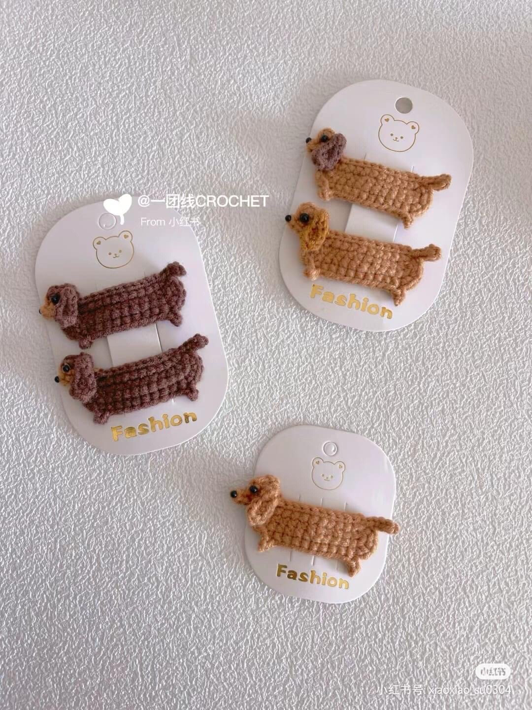 Crochet Cute Dachshund Dog Hair Clip Pattern Tutorial