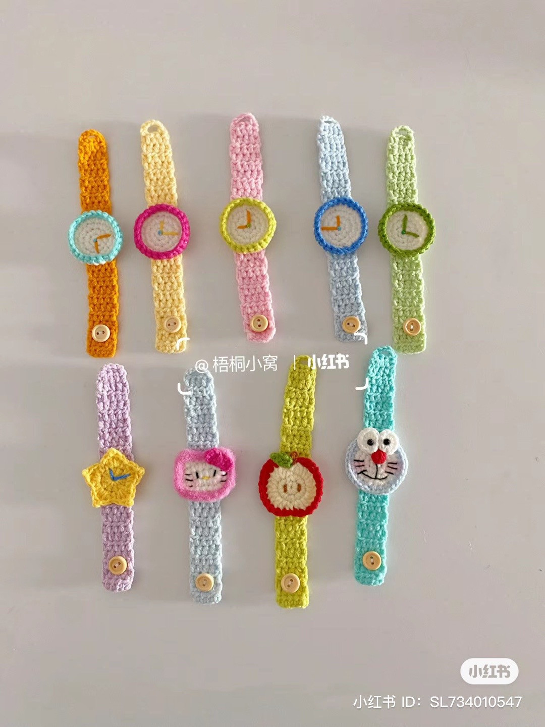 Crochet Cute Watch Strap Pattern: Hello Kitty, Doraemon & Apple