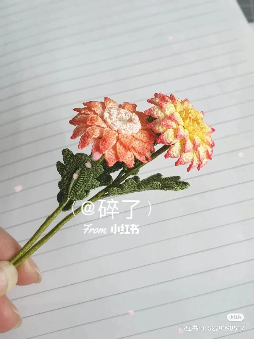 Crochet Dahlia Flower Pattern with Handwritten Chart