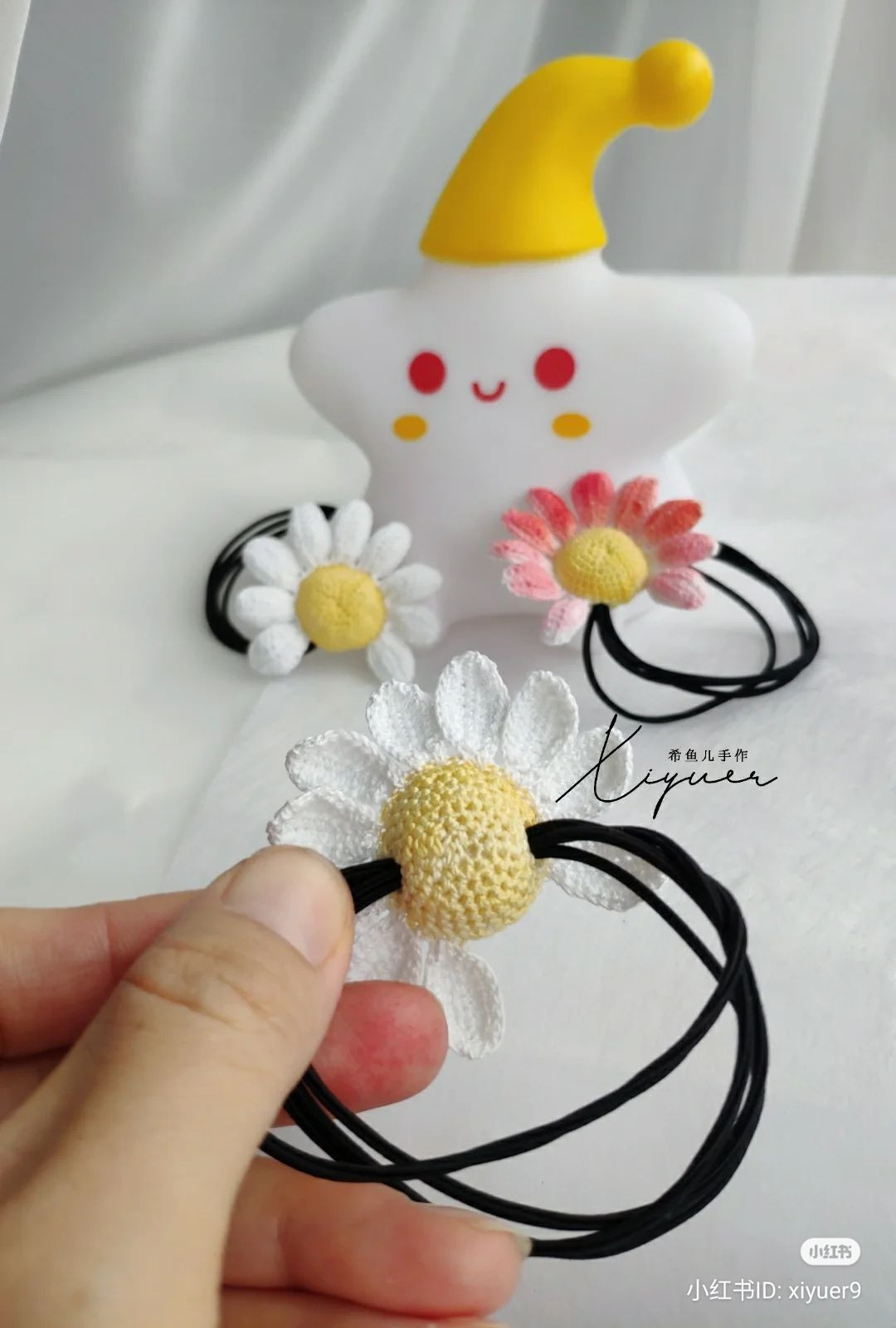 Crochet Daisy Flower Hair Tie Pattern Chart