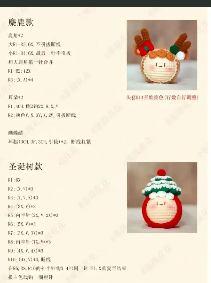 Crochet Dango Keychain Pattern: Christmas Tree & Reindeer Designs