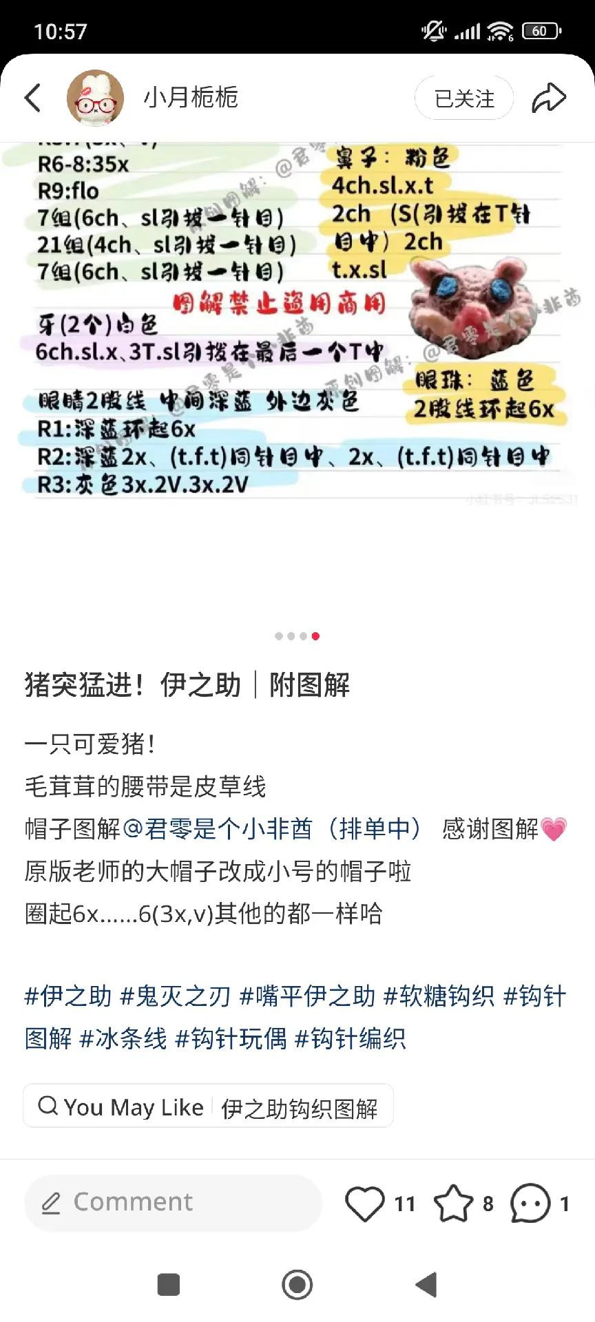 Crochet Demon Slayer Inosuke Pig Mask Hat Chart