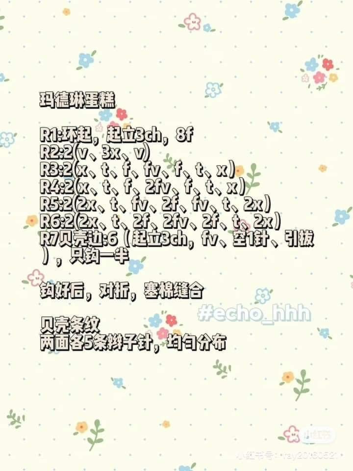 Crochet Dessert Food Chart: Soda, Madeleine, Macaron & Strawberry Cake Patterns