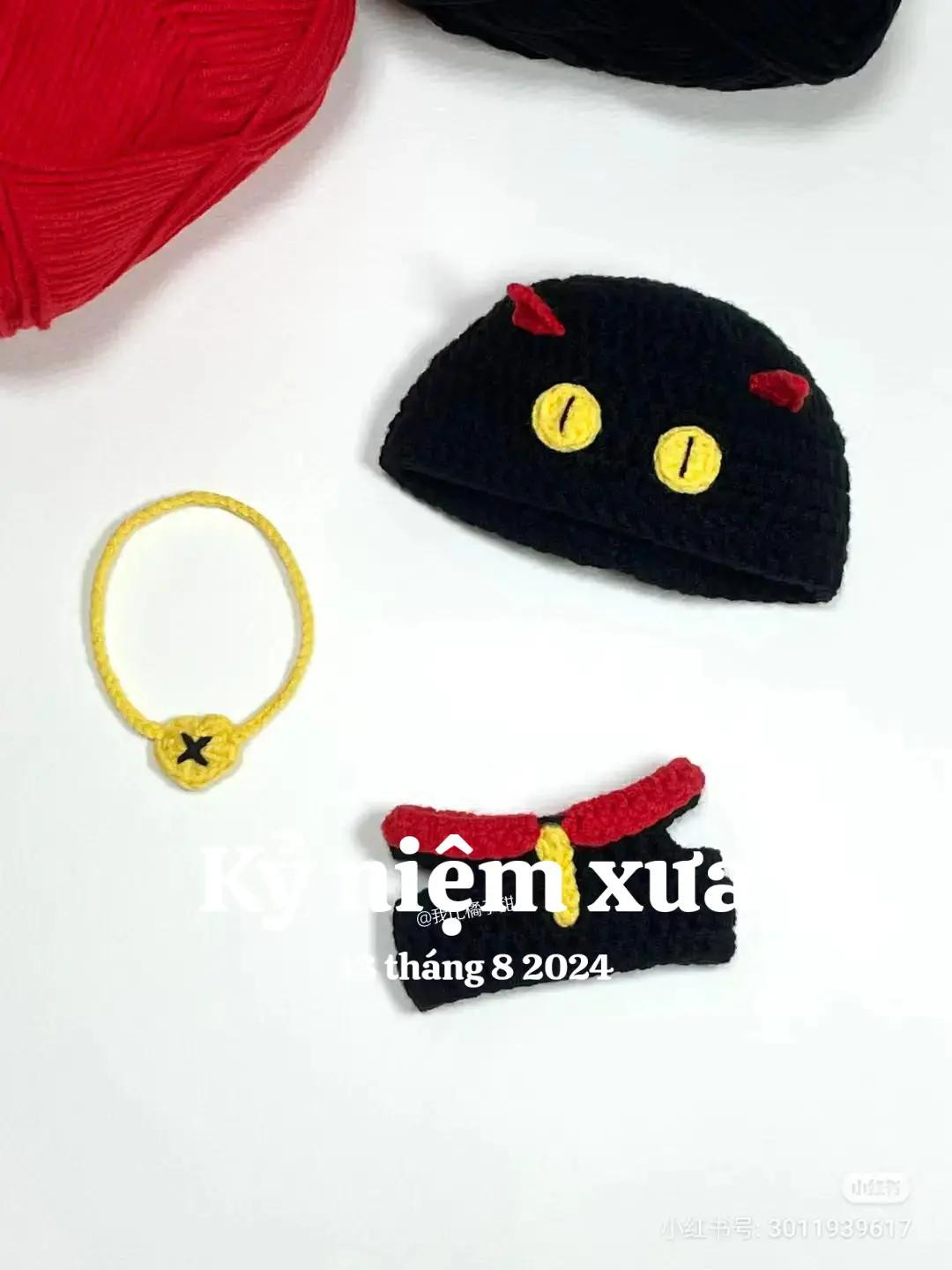 Crochet Devil Doll Outfit Pattern: Hat, Horns, Eyes, Tie, Bag and Clothes Chart