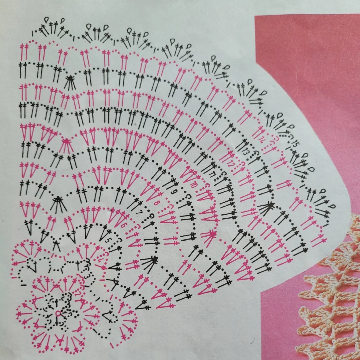 Crochet Doily Pattern Chart: Intricate Lace Design with Blue and White Variations
