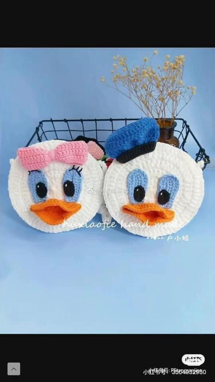 Crochet Donald and Daisy Duck Bags Chart Pattern with Free Instructions