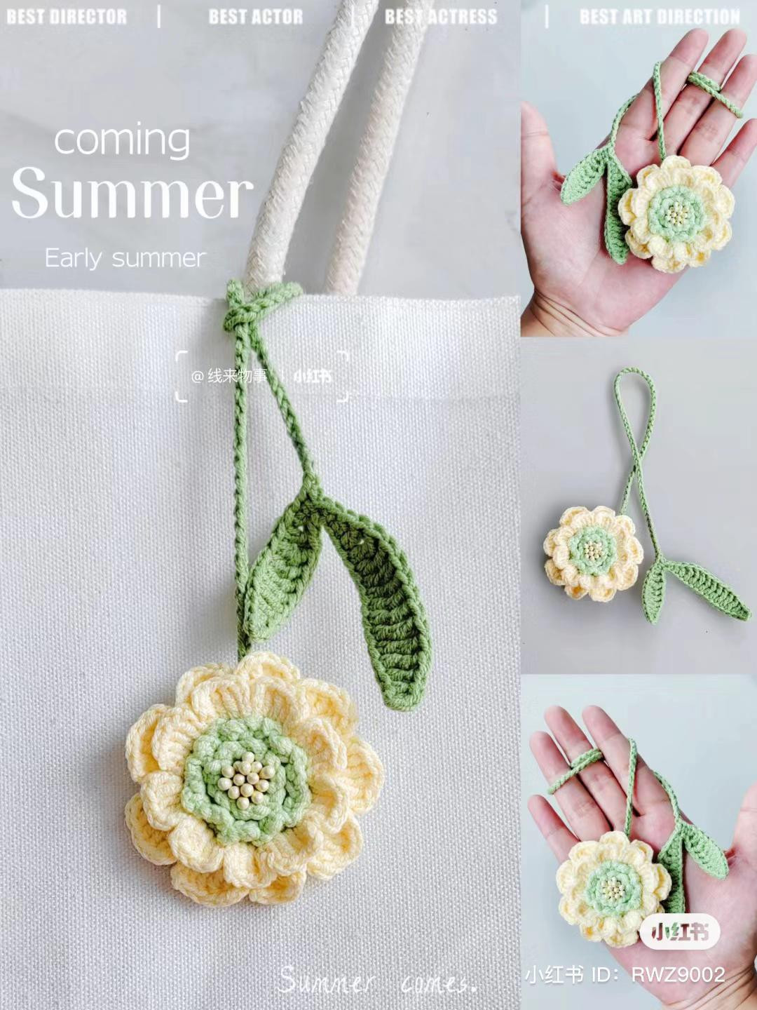 Crochet Double-Petaled Chrysanthemum Flower Charm with Detailed Pattern Instructions