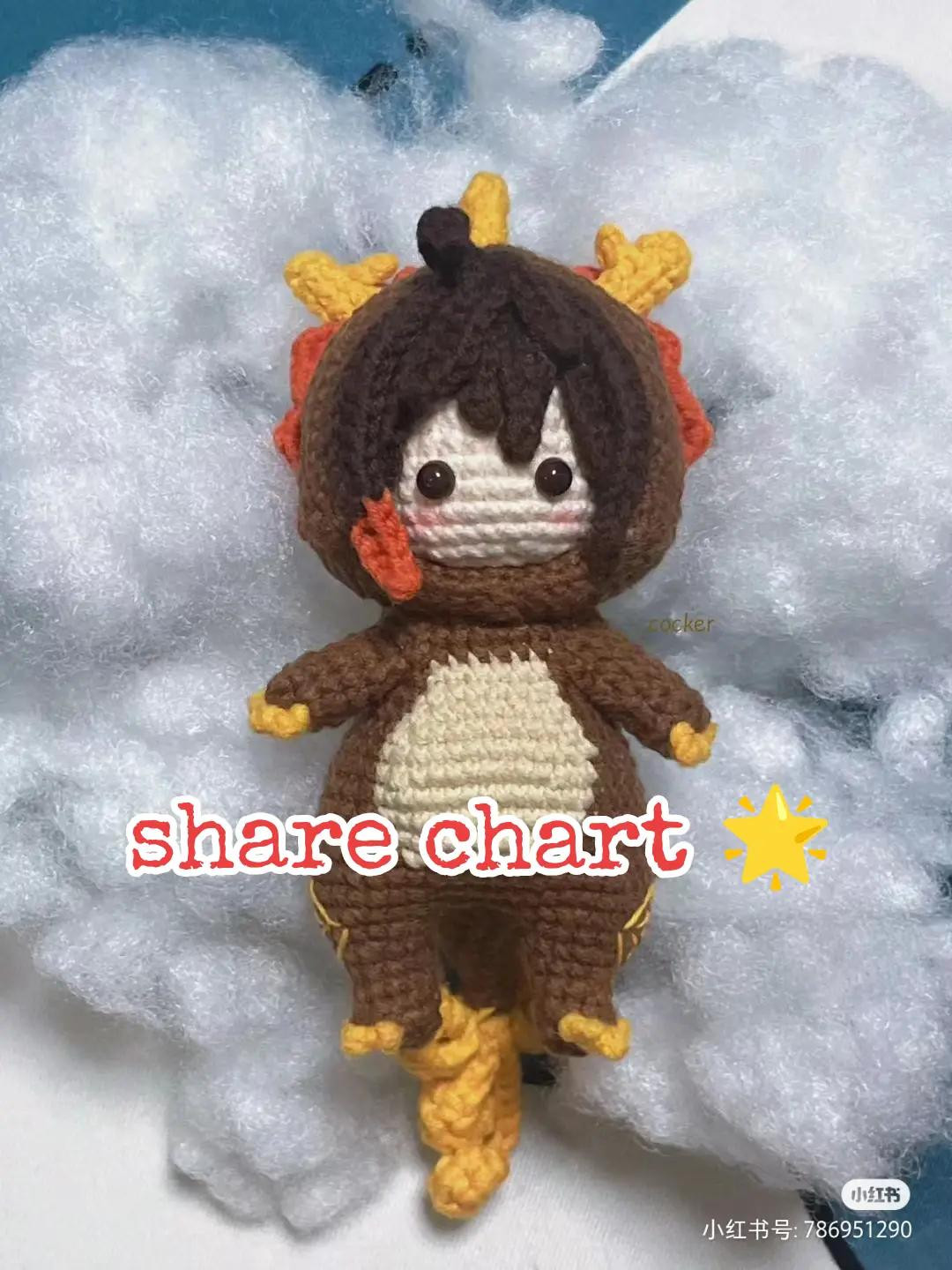 Crochet Dragon Boy Amigurumi Doll with Chart Pattern