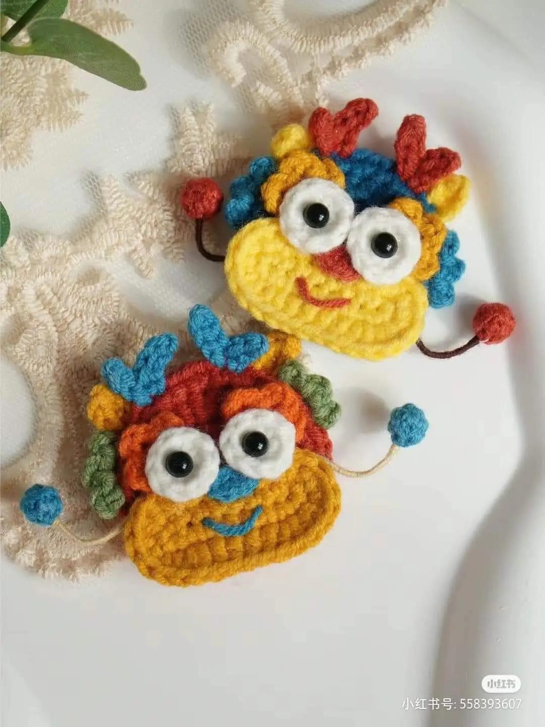 Crochet Dragon Brooch Pattern for Chinese New Year