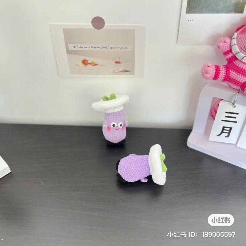 Crochet Eggplant Chef Amigurumi Pattern Chart