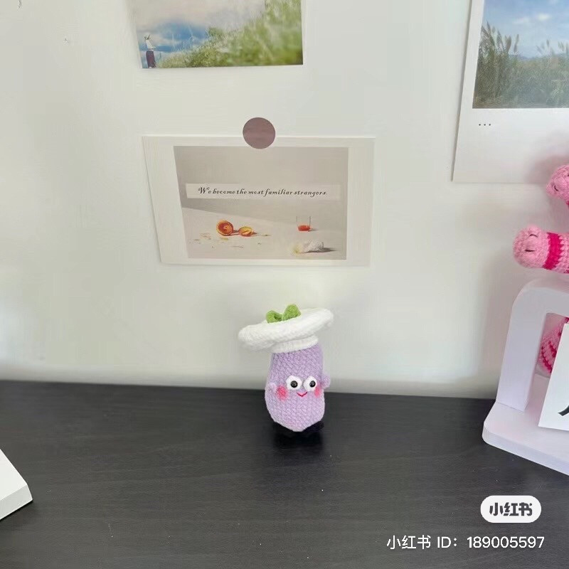 Crochet Eggplant Chef Amigurumi Pattern Chart