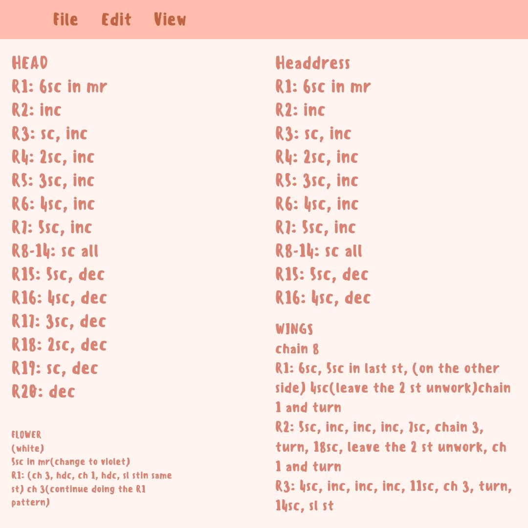 Crochet Fairy Amigurumi Pattern: Head, Wings, and Flower Tutorial