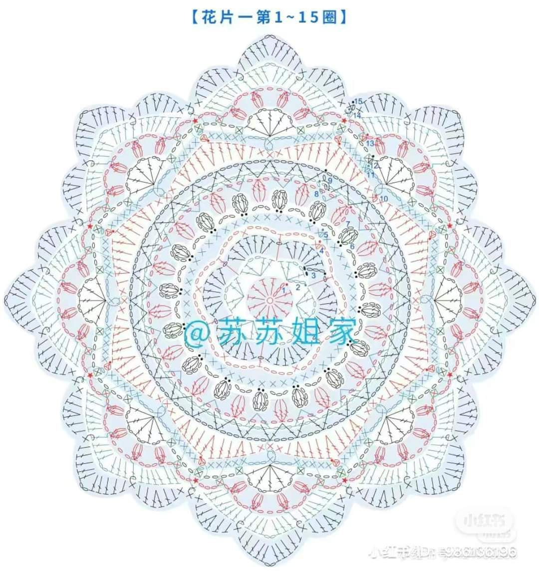 Crochet Fan Patterns: Colorful Flower Mandala and Cherry Blossom Designs with Charts