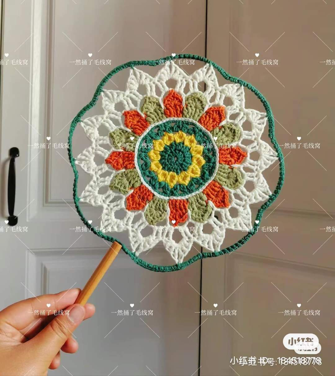Crochet Fan Patterns: Colorful Flower Mandala and Cherry Blossom Designs with Charts