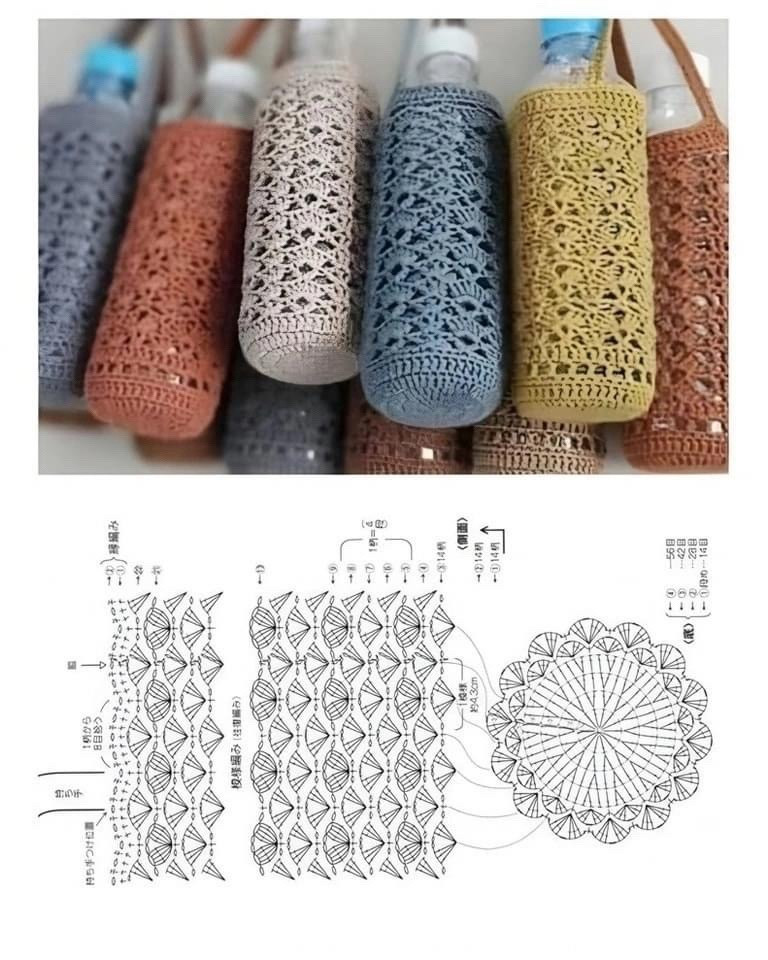 Crochet Fan Stitch Water Bottle Holder Pattern Chart