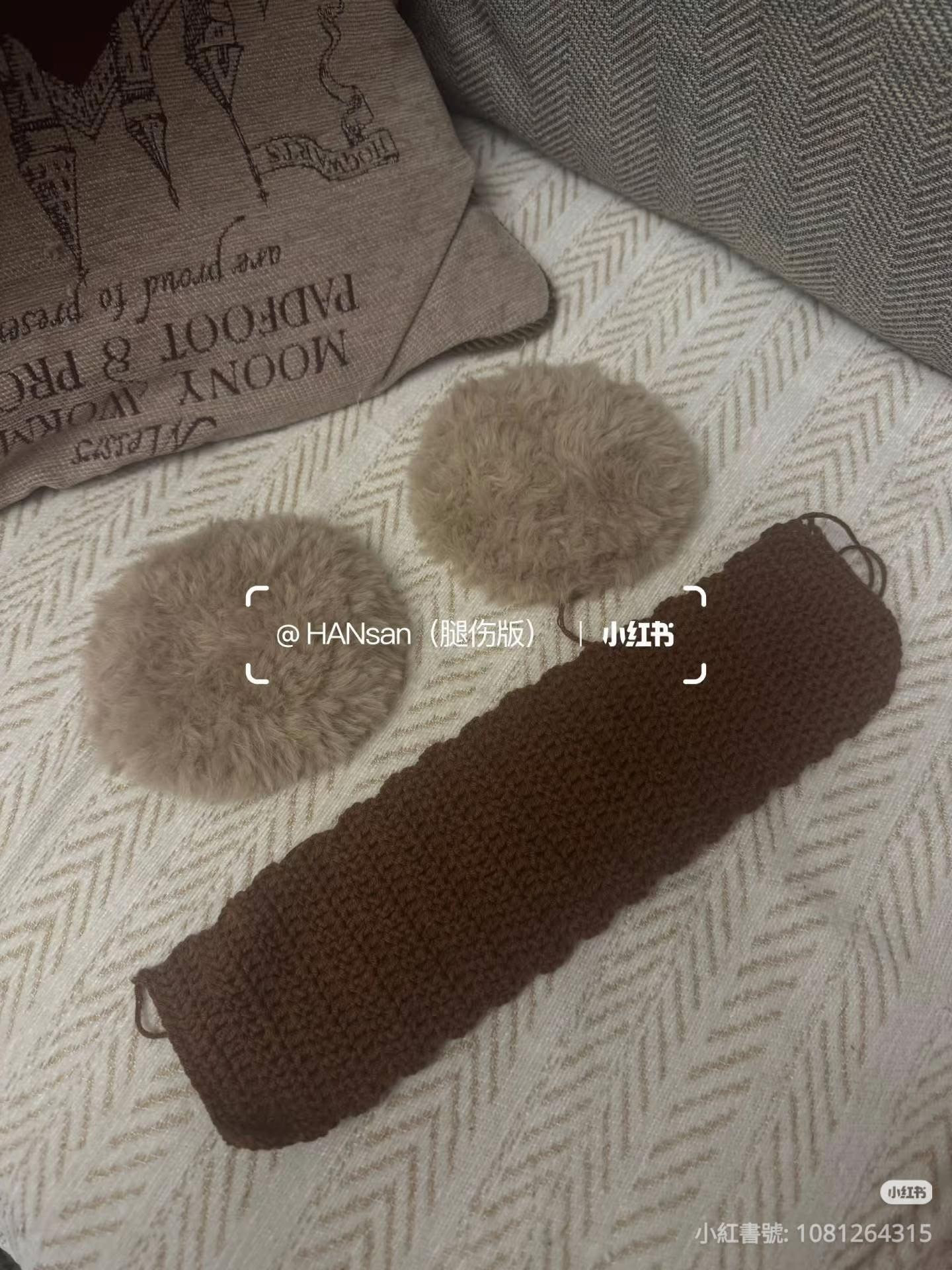 Crochet Faux Fur Ear Muffs Pattern with Brown Headband