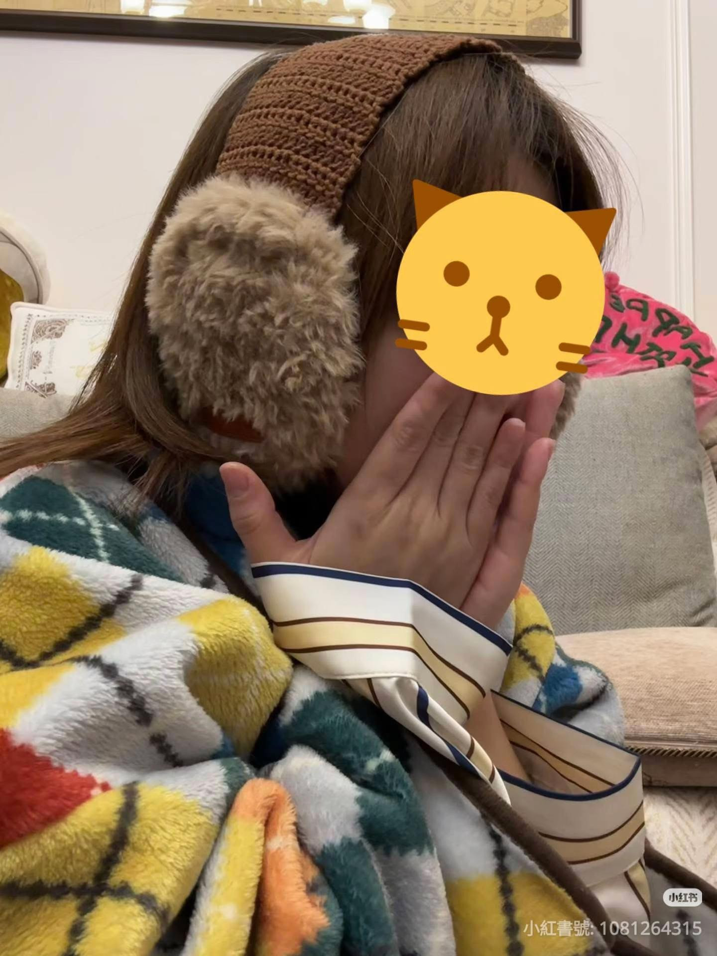 Crochet Faux Fur Ear Muffs Pattern with Brown Headband