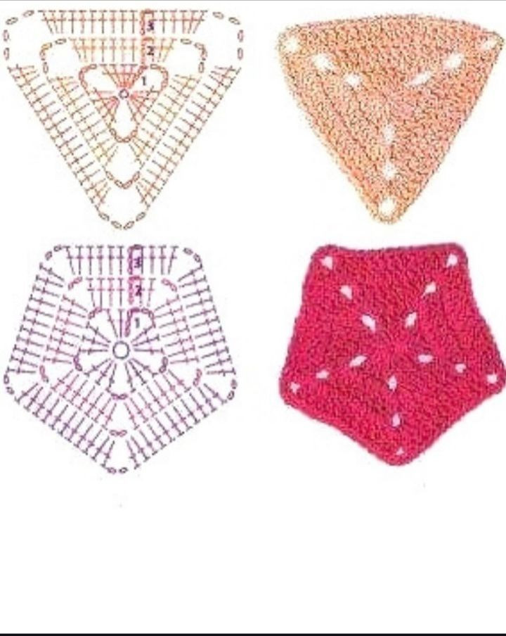 Crochet Flat Chart: Square, Hexagon, Circle, Triangle, Pentagon Patterns