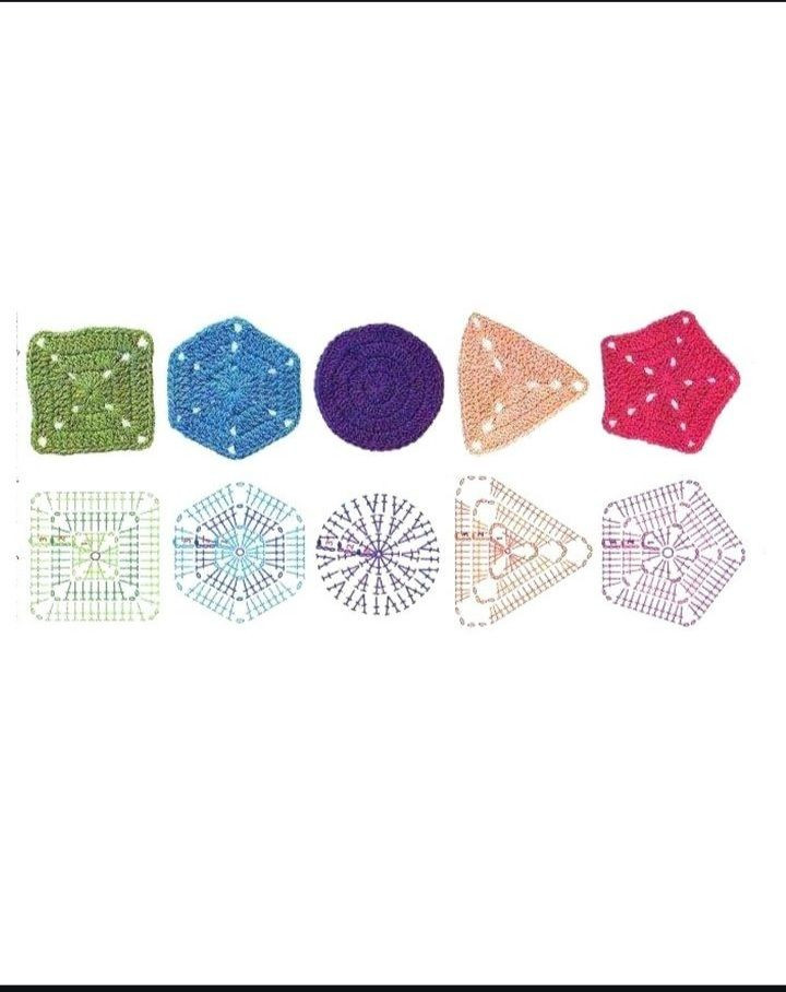 Crochet Flat Chart: Square, Hexagon, Circle, Triangle, Pentagon Patterns