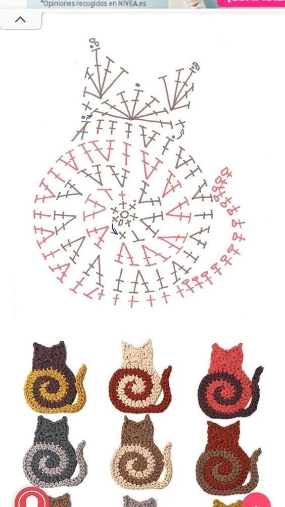 Crochet Flat Charts: Bunny, Star, Cat, Heart and Snail Patterns with Colorful Spiral Designs