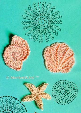 Crochet Flat Charts for Sea Creatures: Seahorse, Shells, Starfish, Coral, and Anchor Patterns