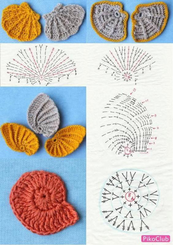 Crochet Flat Charts for Sea Creatures: Seahorse, Shells, Starfish, Coral, and Anchor Patterns