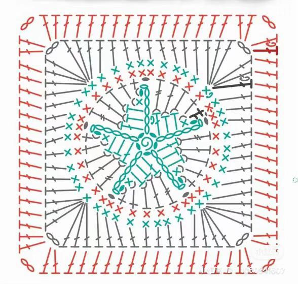 Crochet Flat Charts: Granny Square and Geometric Patterns with Color Palette Guide