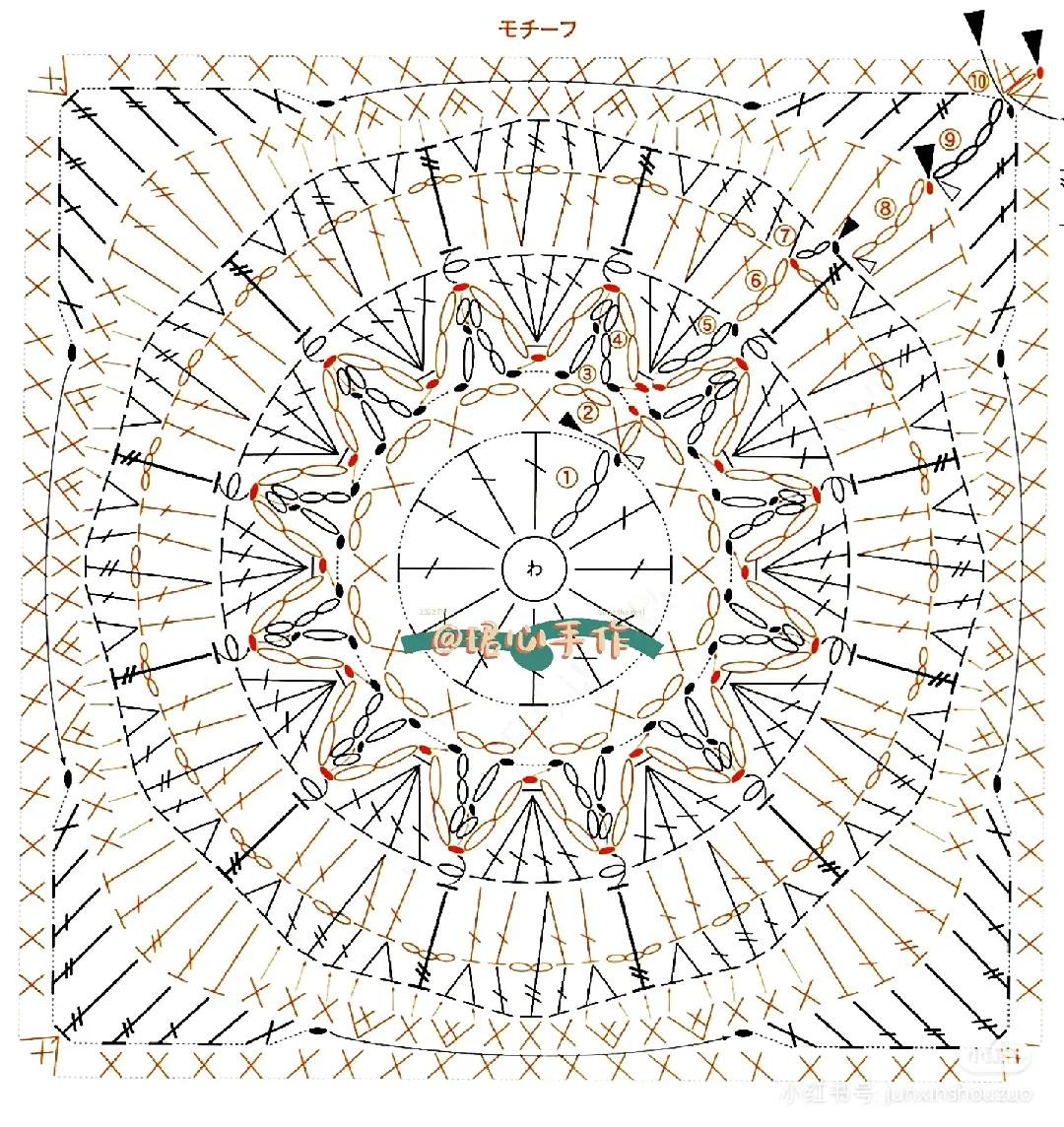 Crochet Flat Charts: Sun, Flower and Clover Square Patterns