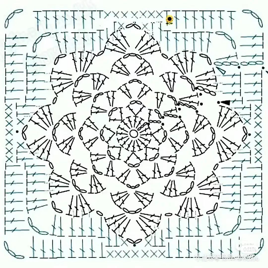 Crochet Flat Charts: Sun, Flower and Clover Square Patterns
