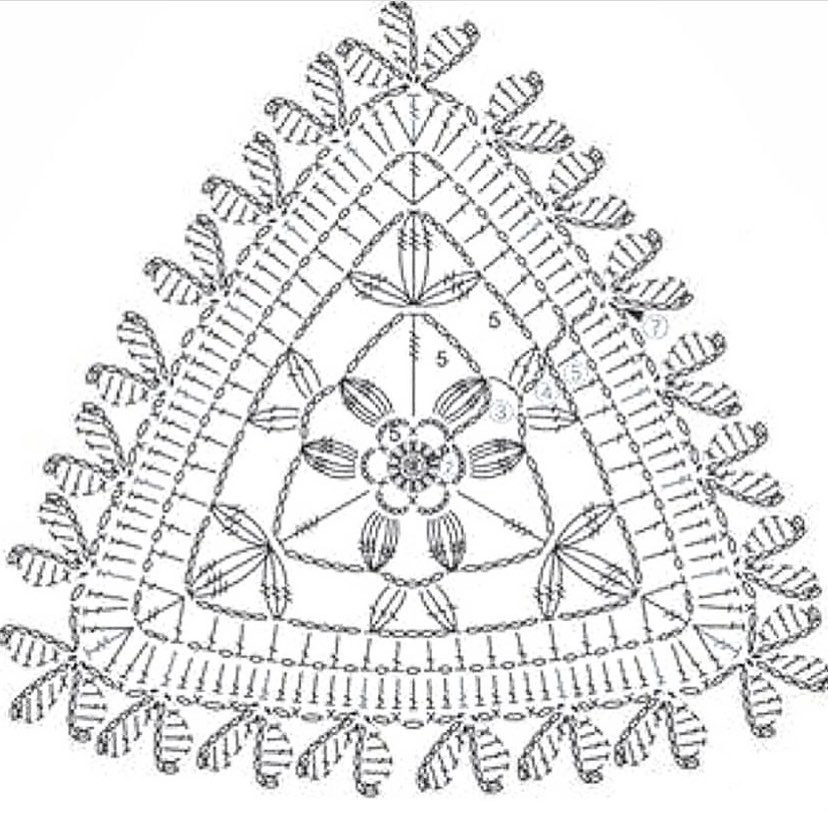 Crochet Flat Charts: Triangular and Hexagonal Motifs with Floral and Geometric Patterns