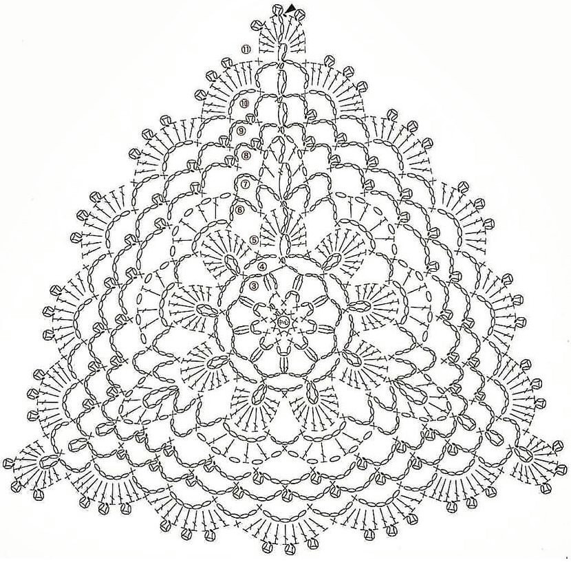 Crochet Flat Charts: Triangular and Hexagonal Motifs with Floral and Geometric Patterns