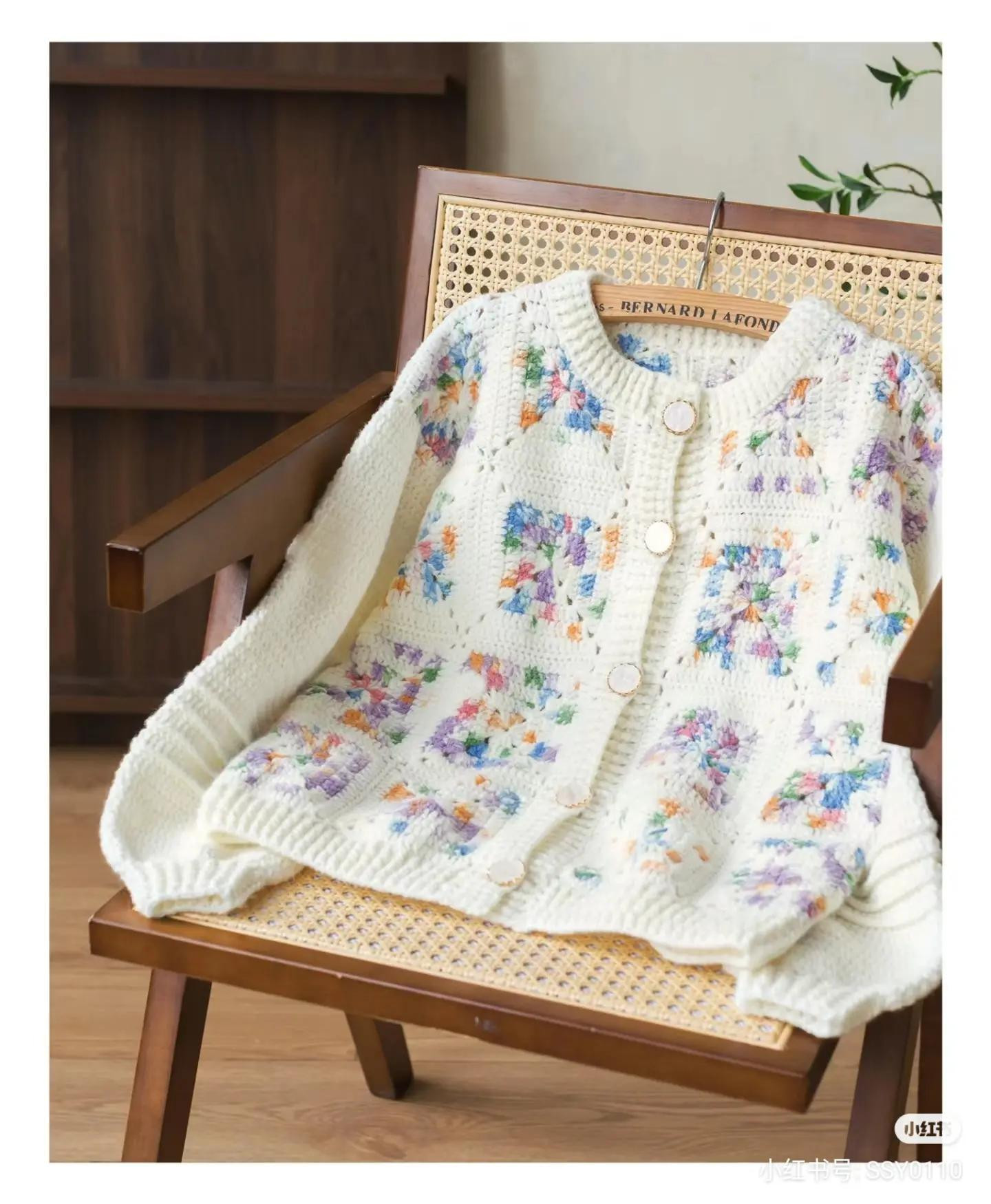 Crochet floral granny square cardigan pattern chart tutorial