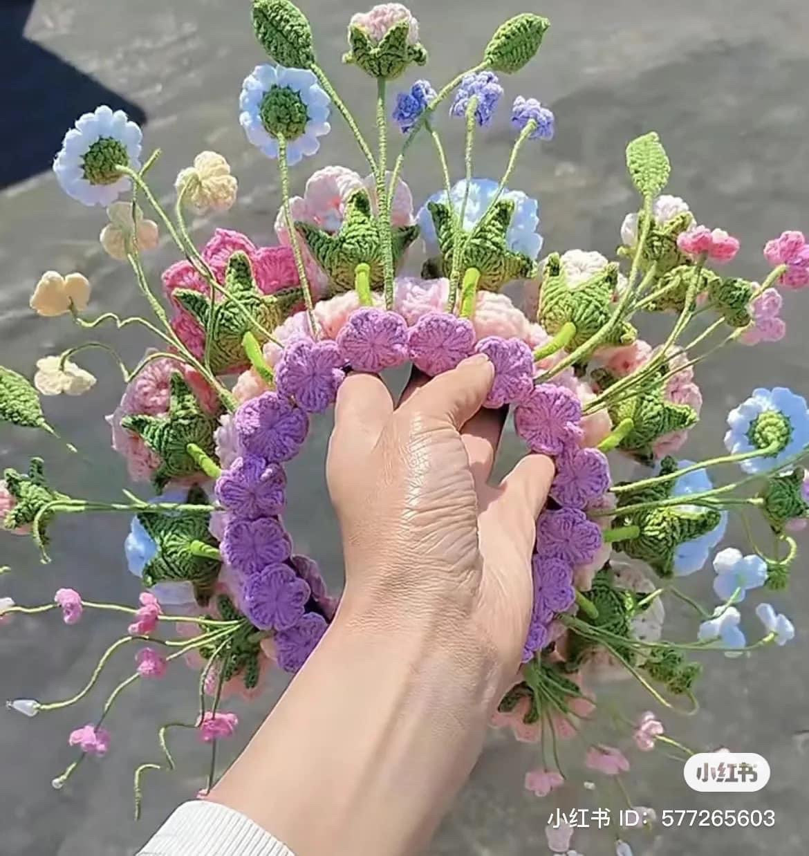 Crochet Floral Headband Chart with Roses and Forget-me-nots