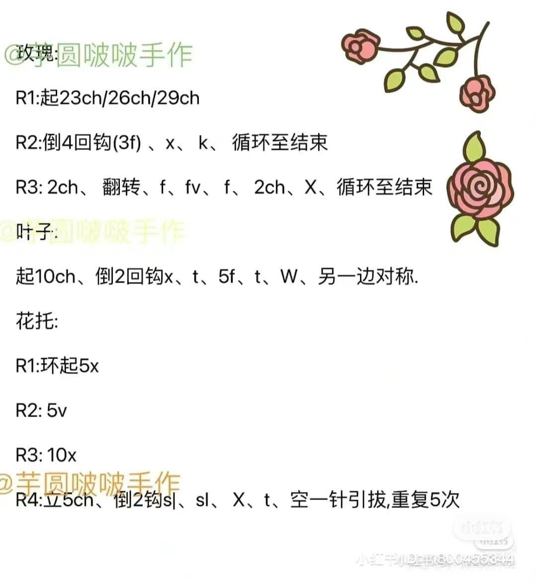 Crochet Floral Headband Chart with Roses and Forget-me-nots