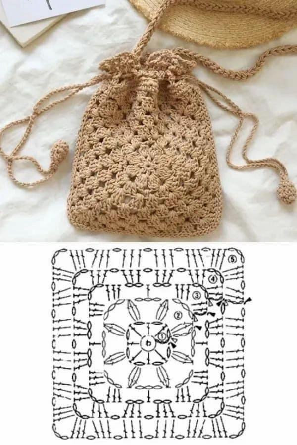 Crochet Flower Bag Pattern: Colorful Fruit Basket & Drawstring Bags