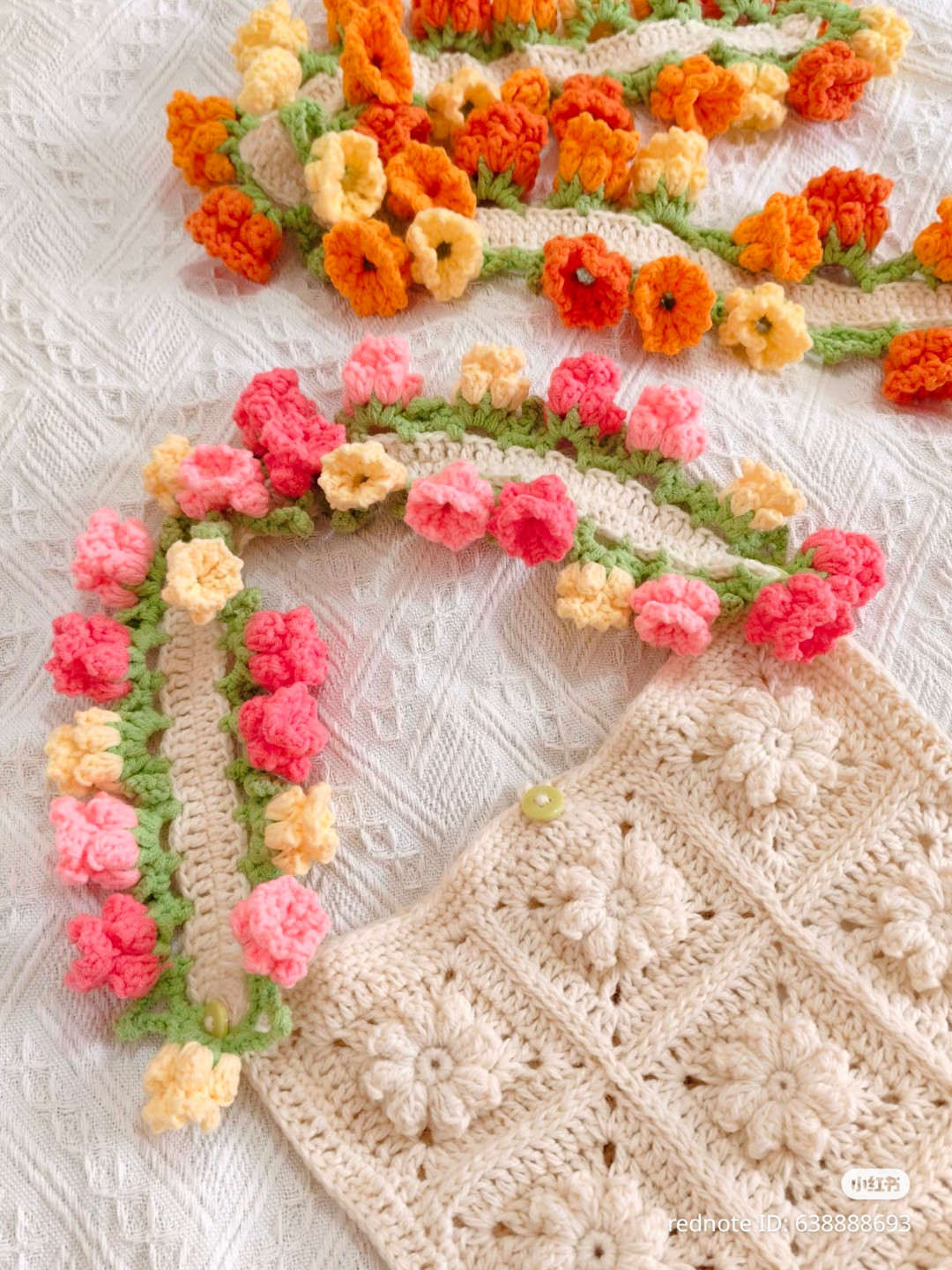 Crochet Flower Bag Pattern with Colorful Floral Strap Chart