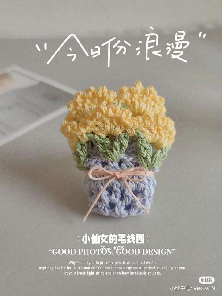 Crochet Flower Bouquet Coaster Pattern Tutorial