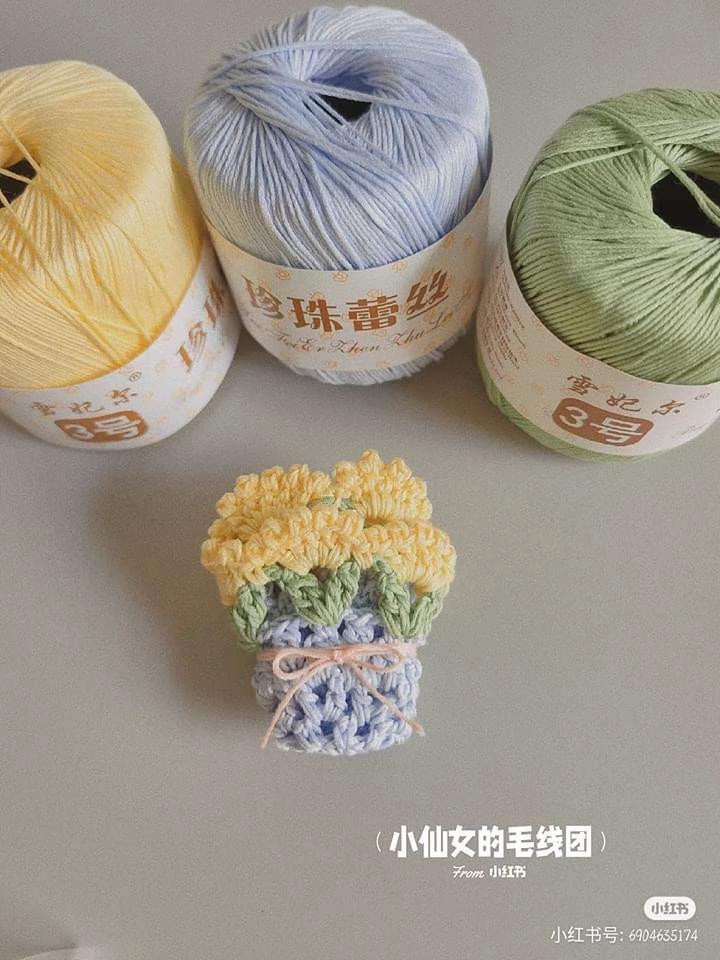 Crochet Flower Bouquet Coaster Pattern Tutorial