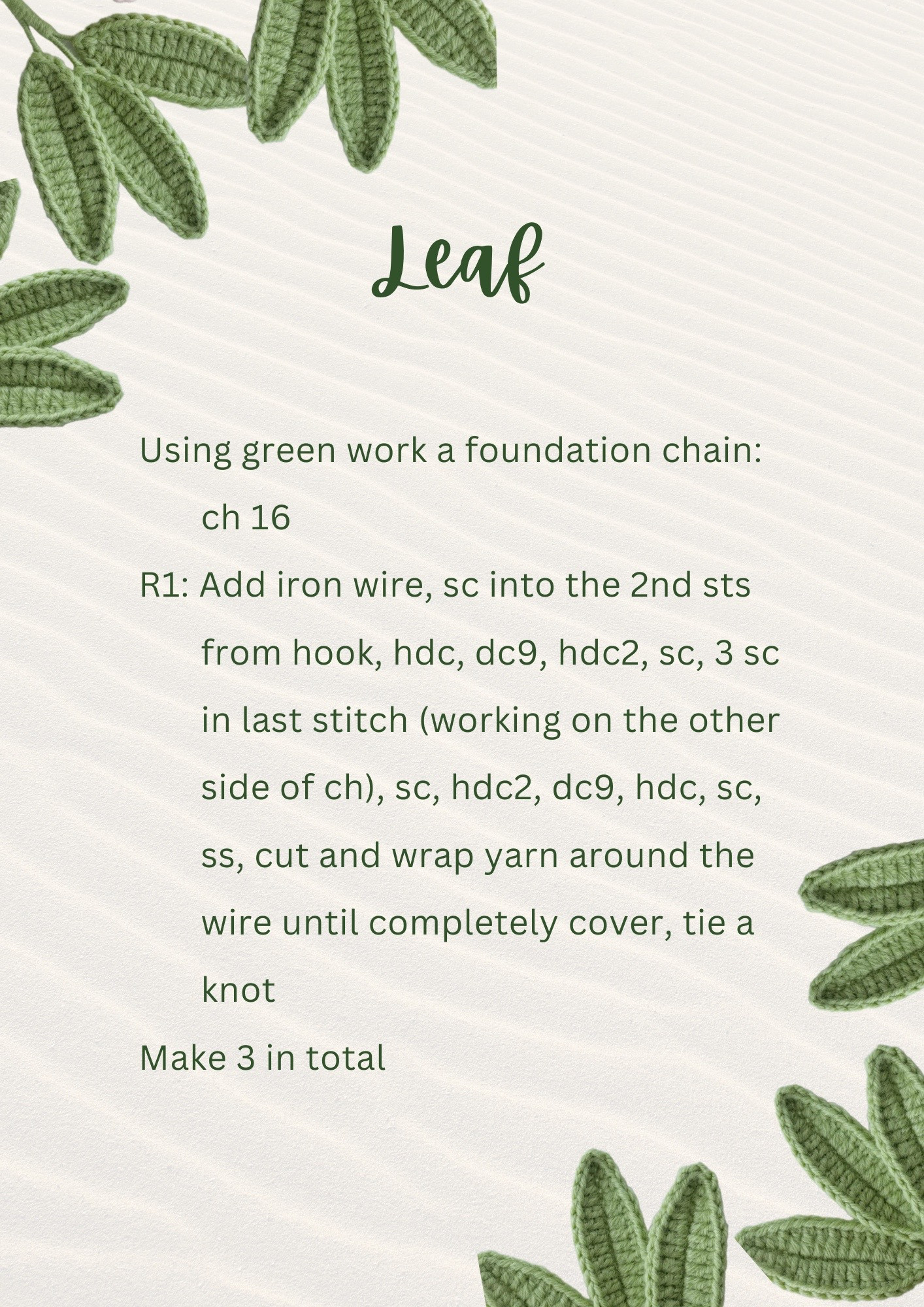 Crochet Flower Bouquet Pattern with Pink and Green Yarn