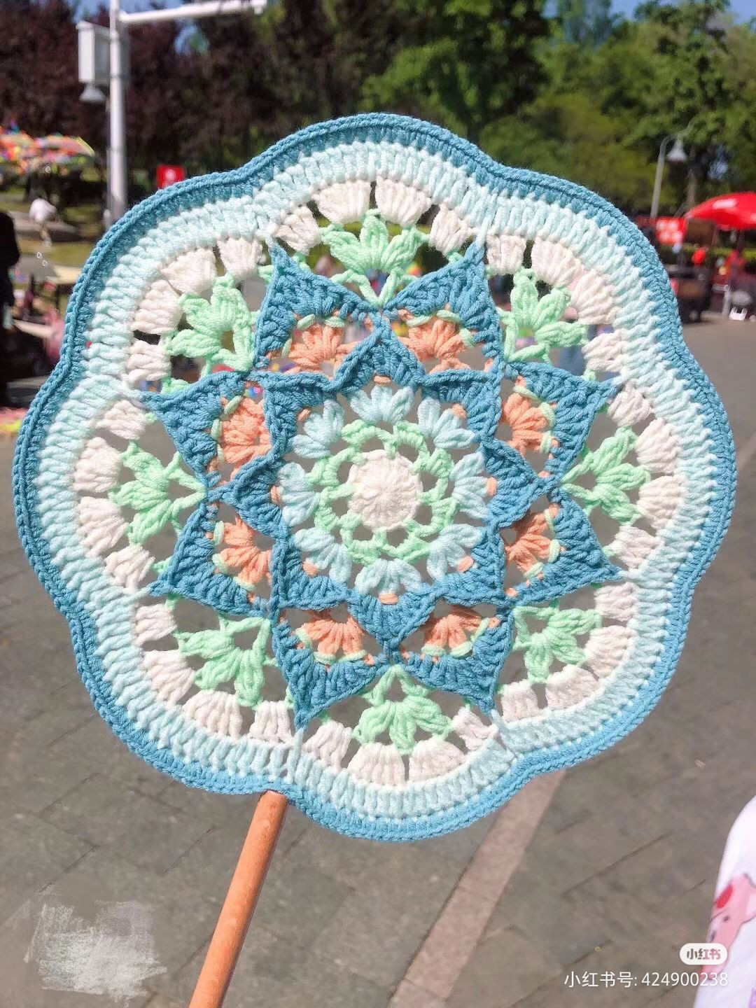 Crochet Flower Fan Mandala Pattern Chart - Detailed Diagram for Colorful Handheld Fans