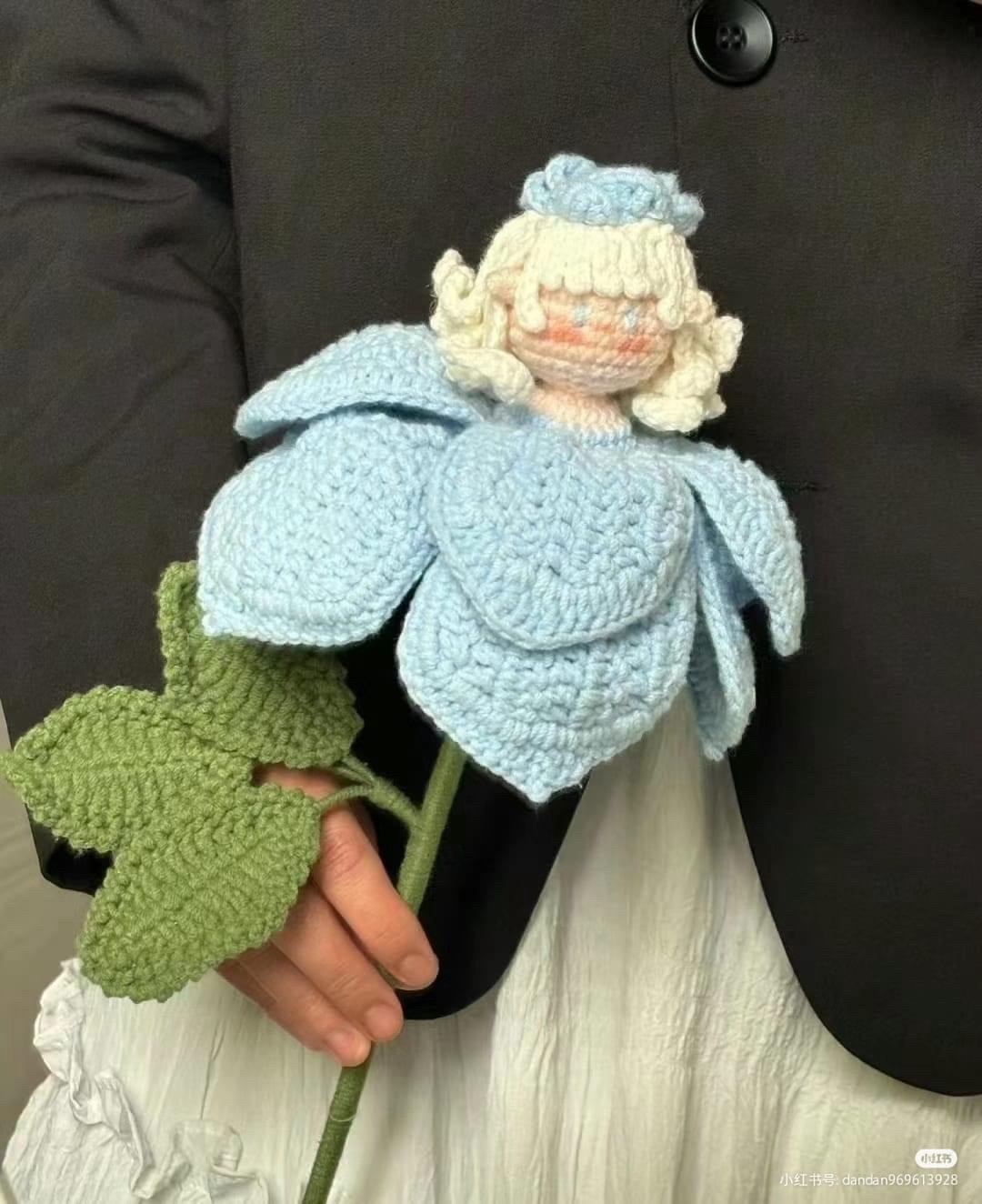 Crochet Flower Girl Doll Pattern Chart with Instructions