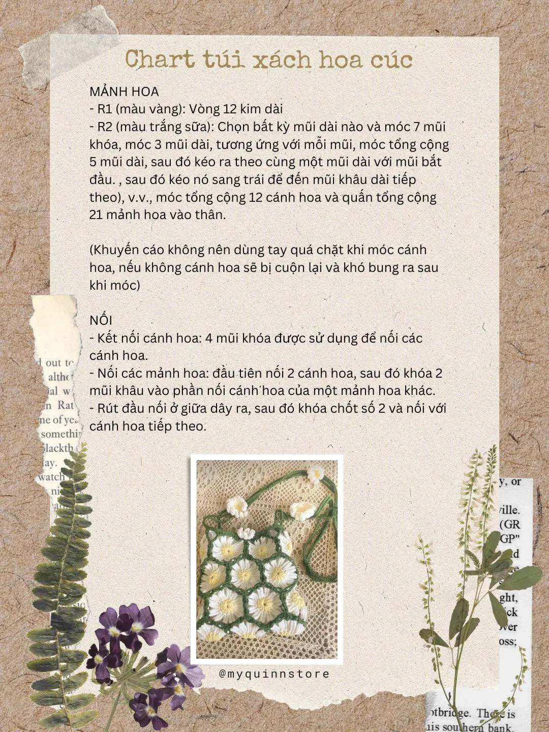 Crochet Flower Granny Square Bag Chart Pattern