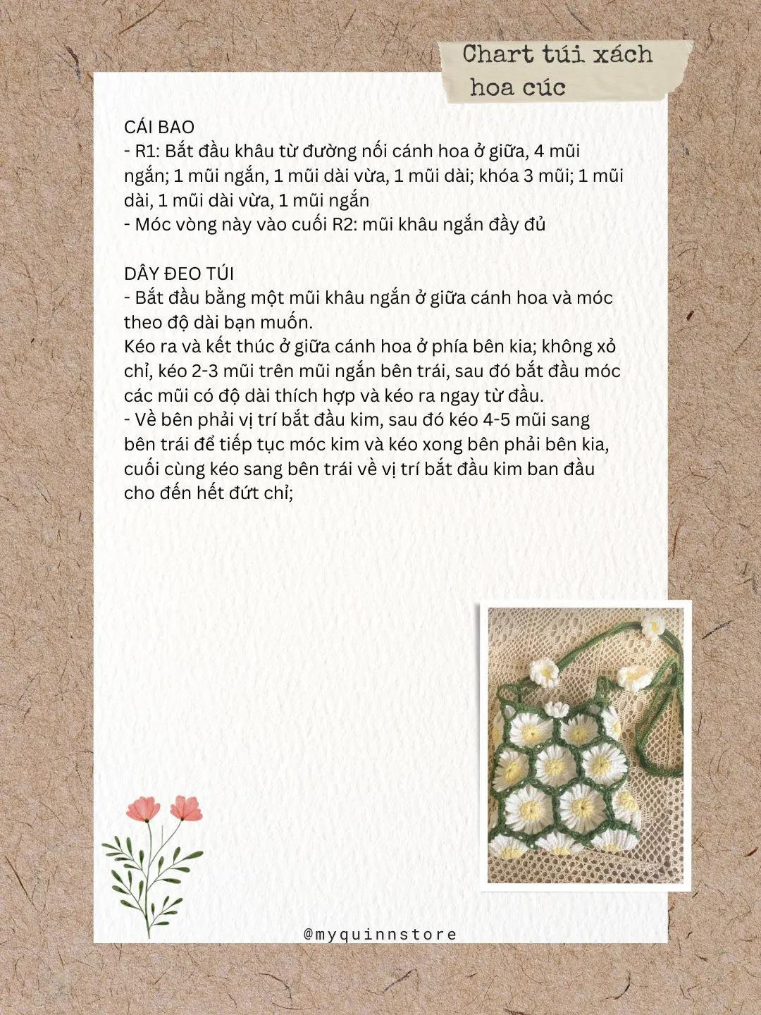 Crochet Flower Granny Square Bag Chart Pattern