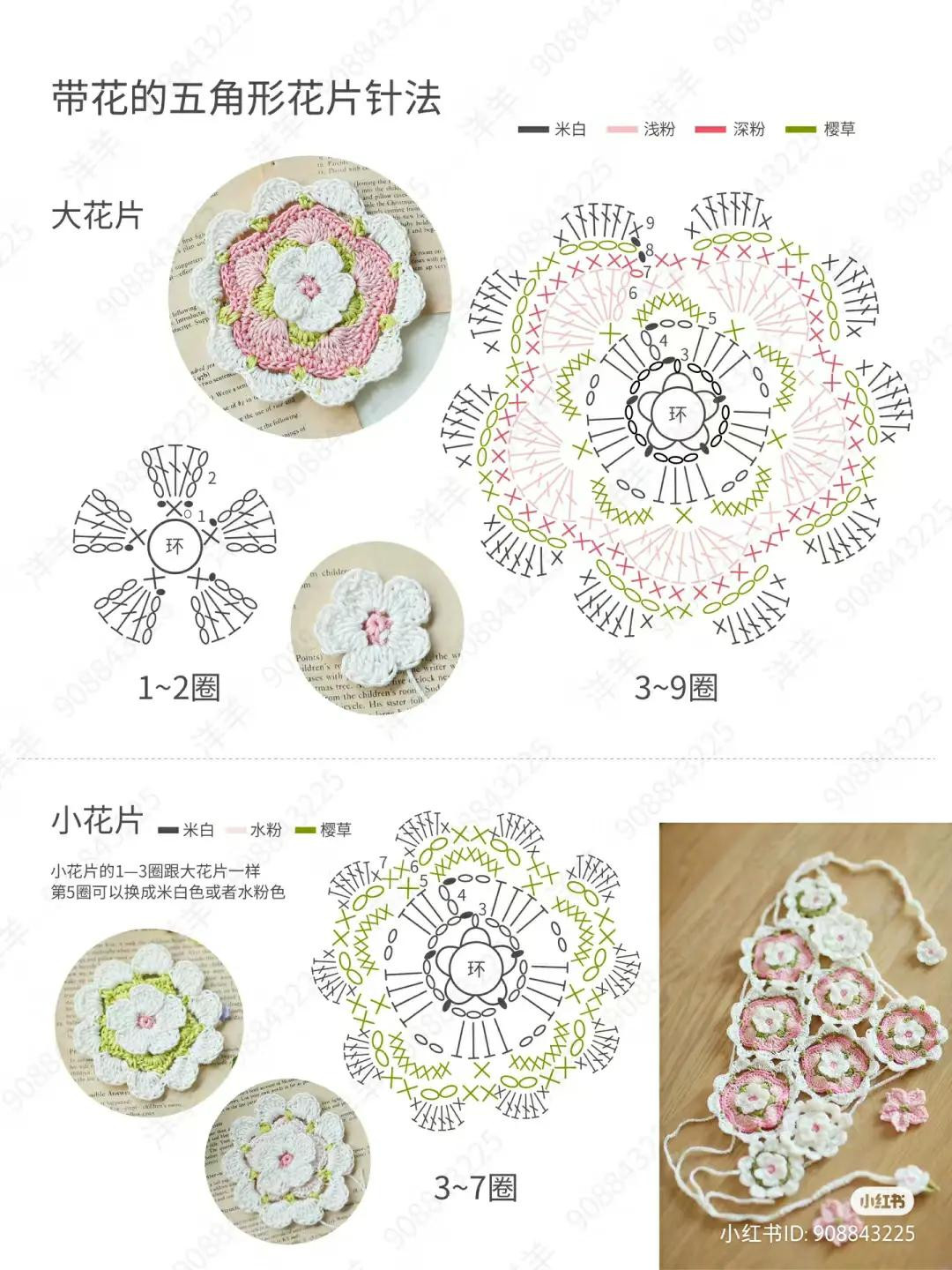 Crochet Flower Granny Square Chart and Accessories Pattern