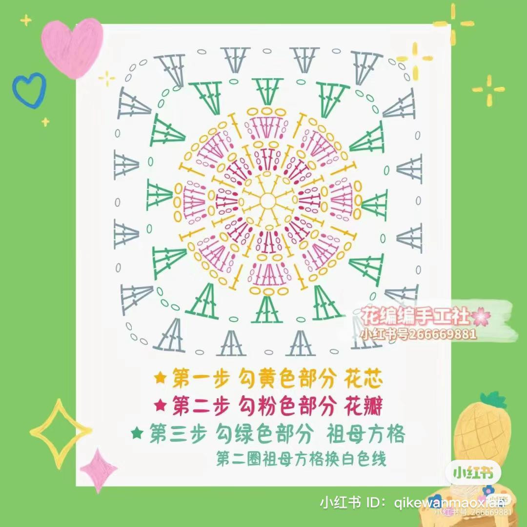 Crochet Flower Granny Square Drawstring Coin Purse Pattern