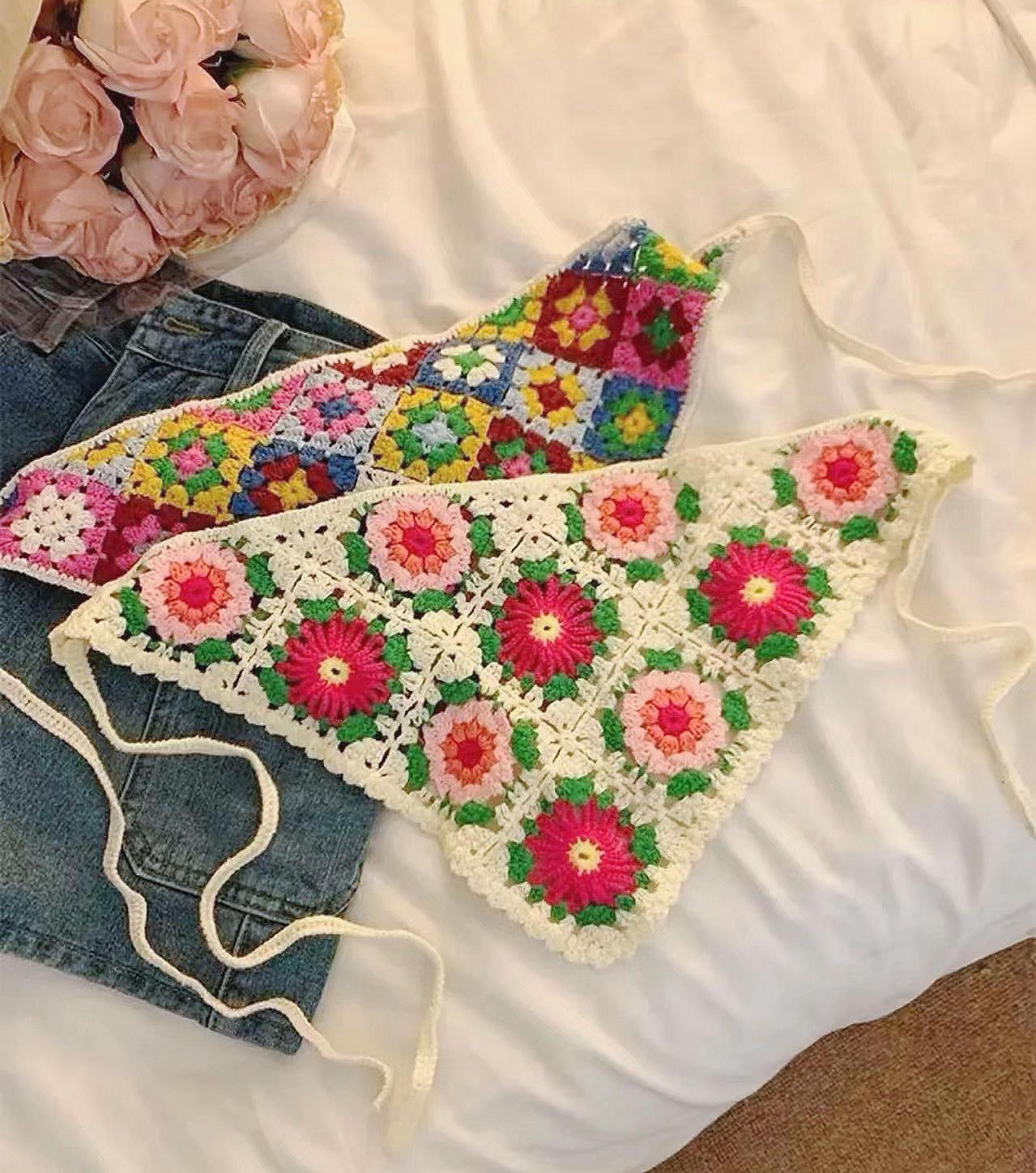 Crochet Flower Granny Square Top Pattern Tutorial with Detailed Instructions