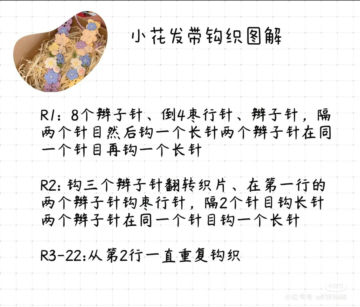 Crochet Flower Headband Tutorial: Chart, Yarn Colors & Instructions